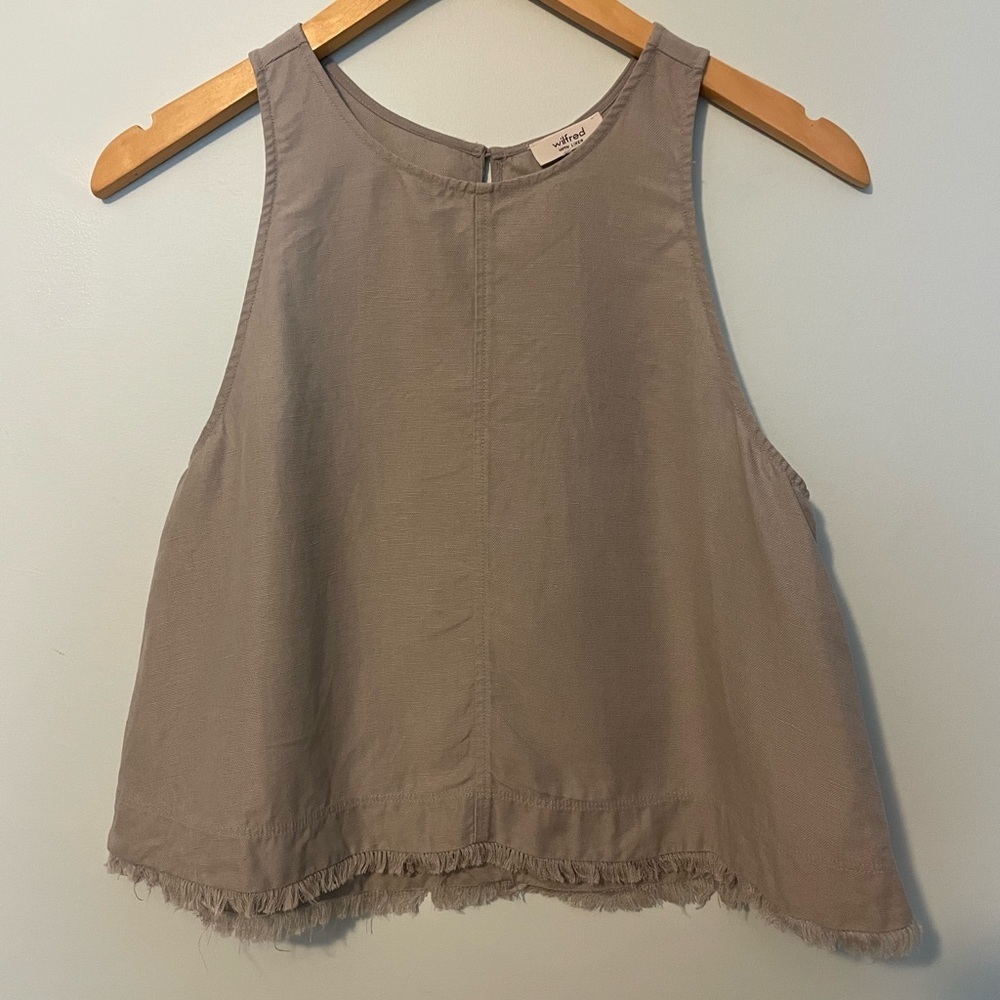 Aritzia Wilfred Linen Blend Blouse Grey